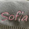 Coperta a maglia in cotone Nome ricamato personalizzato Baby Boy Baby Girl Boppet Baby Shower Basket Blanket 240417