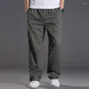 Herrbyxor herr casual last bomullsmän Pocket Loose Straight Elastic Work Trousers Brand Fit joggar Male Super Large Size 6xl