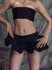 Skirts Ruffled Mini Skirt for Women Solid Color Low Waist Short A-Line Skirt with Lined Shorts Fashion Strtwear Y240420