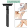 Blades 8 Levels Adjustable Safety Razor Whityle Mens Shaving Double Edge Blade Include Black Antiskid Handle Razor With Base