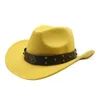 Berets wollen vilt cowboyhoed voor volwassene met riem mode carnavals feest kostuum cap vrouwen mannen Halloween festival hoofddeksels groothandel