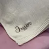 Coperta a maglia in cotone Nome ricamato personalizzato Baby Boy Baby Girl Boppet Baby Shower Basket Blanket 240417