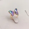 Anello giapponese e coreano in vetro cristallo ad anello aperto femmina Instagram Trend Nicchia Personalità Anello ancora regolabile