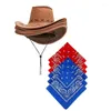 Boinas de boina vintage cowboy hat bandana fantasia para homens festival de música feminino vestido de traje de despedida de despedida de despedida acessórios