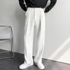 Draperade raka män byxor mode affär koreanska lösa casual vit svart grå bredben byxor manliga blazer kostym byxor 240421