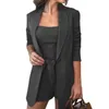 Tracksuits voor dames Stijlvolle vrouwen Outfit Trendy Solid Color Blazer Shorts Vest Office Lange Sleeve Lady For Daily Life