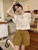 Blouses des femmes Blusas Mujer de Moda Shirt Casual Summer Summer Vintage Tops Femmes Coréen Shorts Blouse Elegant