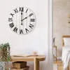 Relógios de parede 21 "Relógio de madeira rústico da fazenda com 12 símbolos textos cinza TEXTO Branco acabamento