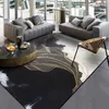 Black White Living Room Area Rugs Landscape Painting Carpet Gold Linen Hallway Tapete Bedroom Bedside Non-Slip Kitchen Carpets263n