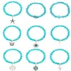 Keten Wanzhi Nieuwe Boheemse zeester Zeeschildpad Hanger Turquoise kralen armband voor vrouwen retro etnische armbanden Beach Party Sieraden Y240420