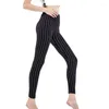 Leggings pour femmes sport leggins noir blanc rayure imprimé push up hauteur taille sexy pantalon collants entraîne