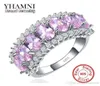 Yhamni Fashion S925 Stamp Stamp Original Silver Ring for Luxury Pink Diamond New Trendy Jewelry Engagement Ring MR13381029136537611