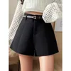 Shorts de escritórios chiques para mulheres chiques com cinto vintage Aline High Caist Short for Troushers Spring Summer 240407