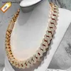 Plus épais 20 mm 3 lignes Diamond 925 STERLING Silver Iced Out Prong Setting Moisanite Cuban Link Chain