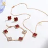 Fine Four Leaf Clover Jewellery Silver Bracelet Charm Bangle Earrings Red Agate Necklace Jewelry Sets