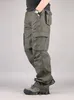 Men's Pants Army Green Cargo Mens Casual Multi Pockets Military Tactical Straight Slacks Long Trousers PLus Size 42 44