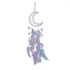 Figurines décoratives faites à la main le pendentif tissé étoiles étoiles de lune motif de rêve capteur net net ball fur ball home rose vert bleu violet