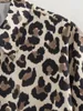 Abiti casual 2024 Donne Leopardo vintage Shirt a maniche lunghe pantaloni con cerniera ad alta cintura pantaloni sciolti a tutta lunghezza