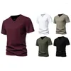 Ponts-pulls pour hommes Summer One Button Bamboo Matière de linge décontractée T-shirt à manches courtes