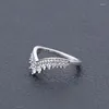 Cluster anneaux 925 Sterling Silver Pan Ring Pincess Wishbone avec Crystal for Women Wedding Party Gift Europe Bijoux de mode