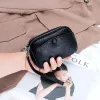 Purses Women Clutches Coin Purse Cow Leather Card Pocket Keyring Change Pouch Double Zipper Clutch Money Bag Female Car Key Zero Wallet