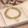 Chain 1Piece Fashion Chinese Style Imitation Jade Tulip Bracelet Vintage Light Luxury Beaded Bracelet Womens Girls Party Jewelry Gift Y240420
