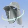 Bérets Wide Brim Summer Hat Sunhat Windproof Unisexe Sun avec protection du cou Cap