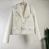 Women's Jackets Small Fragrant White Thin Coat Long Sleeve Fashion Casual Lapel Pink Korea Chic French High Quality Lady Tweed Jacket