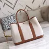 Tote bag genuine leather New Home Canvas Garden Head Layer Cowhide Tote Letter Bag Large Capacity Handheld Casual Straddle Bag