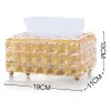 Organization Rhinestone Tissue Box Paper Rack Office Table Accessories Facial Case Holder Napkin Tray for Home Hotel Pen Holder Tools