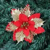 Dekoracje świąteczne 5/10 PCS sztuczne kwiaty Glitter Fake Flower Merry Tree Home ozdoba szczęśliwego roku Prezent