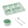 Plates Dinner Divided Lunch Plate Control 5 Compartments Tray Tableware Dish Diet Picnic Container