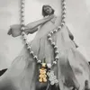 Colliers de pendentif y2k mignon transparent gommeux ours de champignon pendentif en métal métrave perle coude en acier inoxydable pour femmes cadeaux de fête bijoux y240420