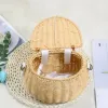 Tassen Kleine rugmand voor kinderen Leuke handgeweven rattan rugzak baby schouderopslag mand mode mandtassen voor meisjes rattan