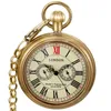 Antik koppar London 1856S antika 5 händer Mekaniska fickfockklockor Handlindande skelett Mens Pocket Watch 30cm Chain 240416