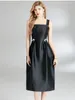 Lässige Kleider elegante solide Spaghetti -Gurt -Party -Abschlussballkleid für Frauen quadratische Kragen Rückenfreie Diamanten Bow Ball Kleid Vestidos