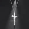 Colliers de pendentif Skyrim Jésus Cross Pendants Collier pour femmes hommes Chaînes en acier inoxydable Sauveur chrétien Sauveur Bijoux de bijoux Y240420