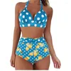 Women's Swimwear Retro Floral High Waist Bikini Set Pin Up Swimsuit For Women Push Biquini Feminino 2024 Beach Bathing Suits Vintage