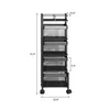 Kitchen Storage 4-Tier Rotating Multi Layer Shelf Square Rack Carbon Steel Fruit Basket Vegetable Snack Stand With Wheels