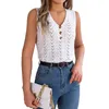 Damestanks lente en zomer button-down v-neck holle mouwloze top vakantiesweater voor vrouwen modieus eenvoudig