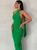 Urban Sexy Dresses Hugcitar Halter One Shoulder Backless Solid Draped Elegant Sexy Maxi Prom Dress 2023 Summer Women Slim Outfit Birthday Party Y2K Y240420