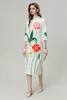 Abiti casual Moaayina Summer Designer Summer Women Women Dress Vintage Rama Farches Collar Mandarino Calfo Mid-Calf Penci