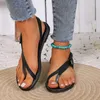 Casual Shoes for Women 2024 Thong Women's Sandals Open Toe Buckle Strap Flat Heel Soft Bottom Ladies Zapatos