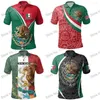 Herrpolos 2024 Mexico Flag Polo Shirts Män kort ärm Jersey Summer Classic Tech Tee Tops Business Clothing