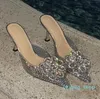 Scarpe eleganti Donne Pompe Crystal Bowknot Summer Lady Scarpe Rhinestones Flash Teli High Party Prom Bride Shoe