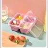 Dinnerware 4 Compartment Snack Box Reusable Side Dish With Lid Fruit Refrigerator Fresh Storage Containers Kitchen Tool Children Lunch