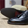 Vestido sapatos mmen britânico casual respirável gestão de couro genuíno