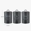 Förvaringsflaskor uppsättning av 3 metallkök mat kaffe socker te lådan tenn canister burk container bin potten med lock för leveranser