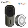 Contrôle Avatto Tuya Smart Video Door Sheell avec appareil photo 1080p, 170 ° Ultra Wide View Angle WiFi Video Doorbell fonctionne pour Alexa / Google Home