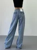 Jeans femminile tvvovvin 2024 design alla moda in vita alta gamba dritta sciolta pantaloni in denim allungati che coprono carne snella larga oj1i